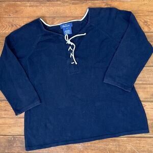 Women’s vintage Faconnable navy summer 3/4 sleeve knit sweater size small
